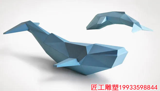 不锈钢几何鲸鱼雕塑 切面鲸鱼雕塑