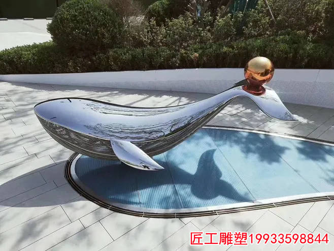 不锈钢鲸鱼雕塑 镜面不锈钢鲸鱼雕塑